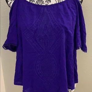 Beautiful blue cold shoulder top